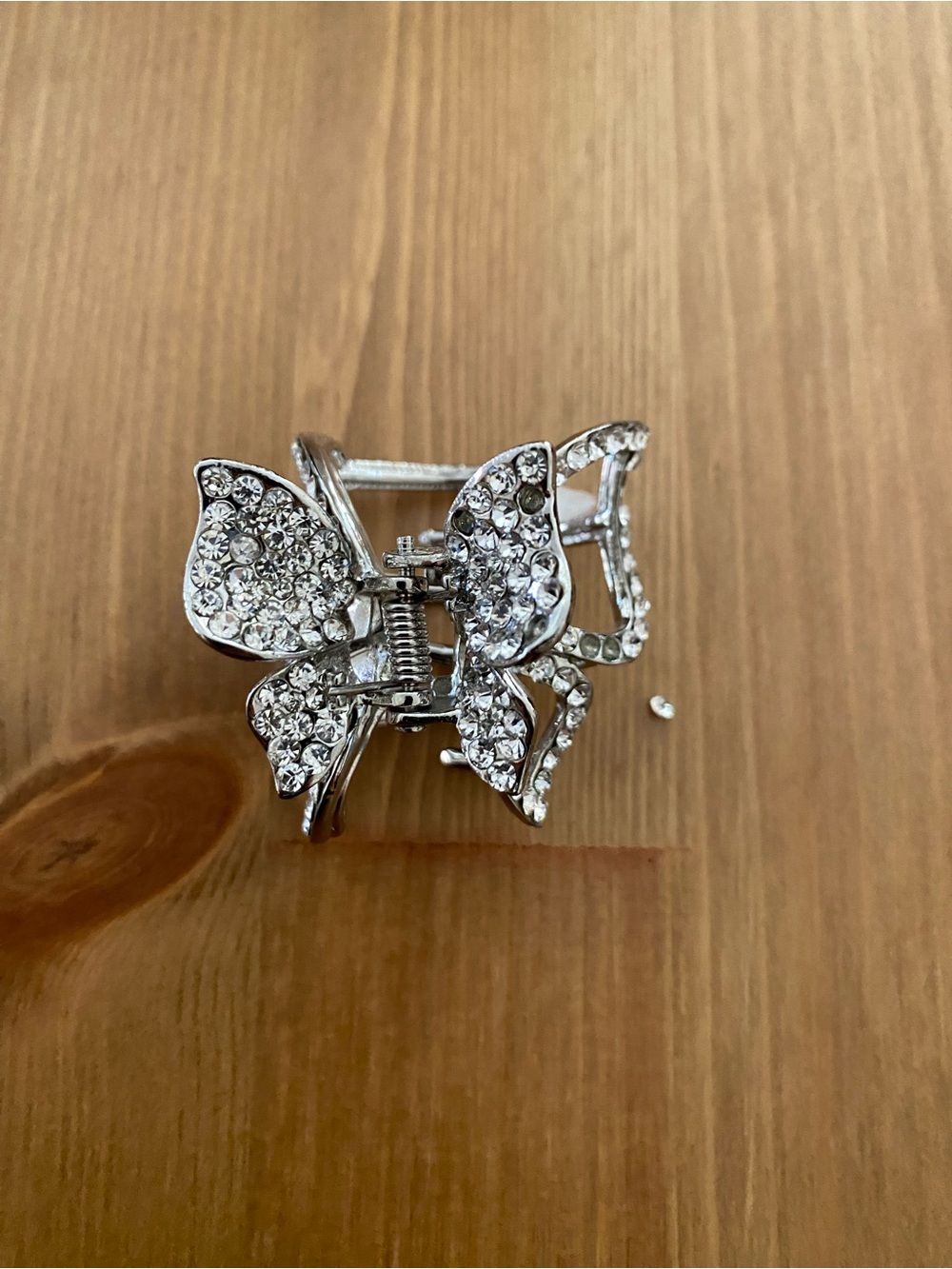 Crystal Butterfly Hair Clip - Silver Rhinestone Accent